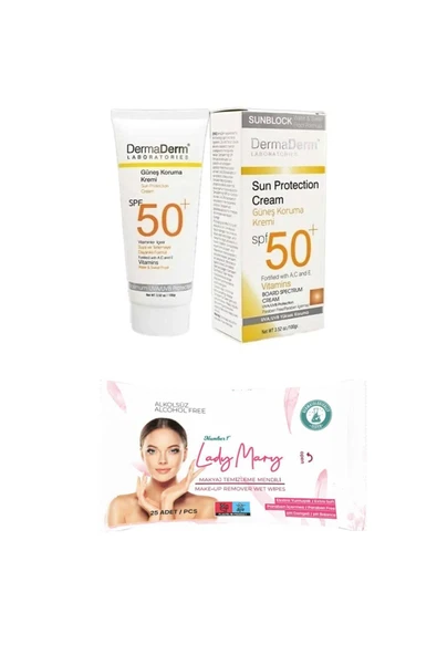 Spf 50 Güneş Koruma Kremi 100 gr & 25 li Makyaj Temizleme Mendili ürün görseli 1