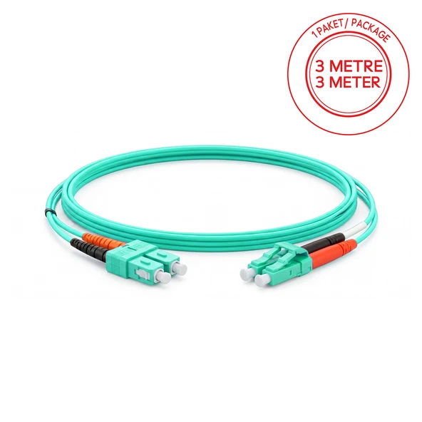 Alfafonet SC/PC-LC/PC Multimode OM3 Dupleks 3 Metre Fiber Patch Cord ürün görseli 1