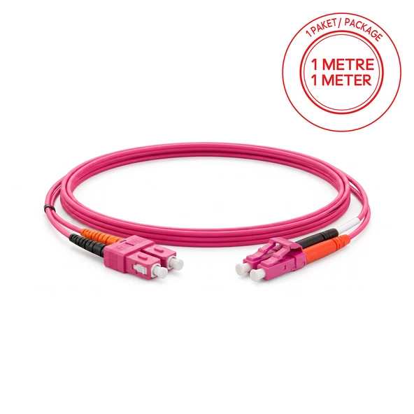 Alfafonet SC/PC-LC/PC Multimode OM4 Dupleks 1 Metre Fiber Patch Cord ürün görseli 1