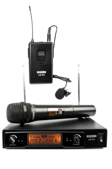 Lastvoice LM-202EY Çiftli Telsiz Kablosuz EL ve Yaka Mikrofonu ürün görseli 1