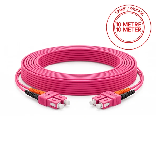 Alfafonet SC/PC-SC/PC Multimode OM4 Dupleks 10 Metre Fiber Patch Cord ürün görseli 1