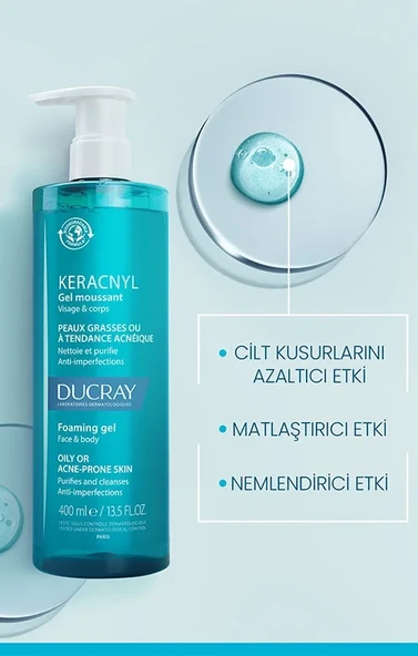 Ducray Keracnyl Foaming Gel 400 ml - Resim 4