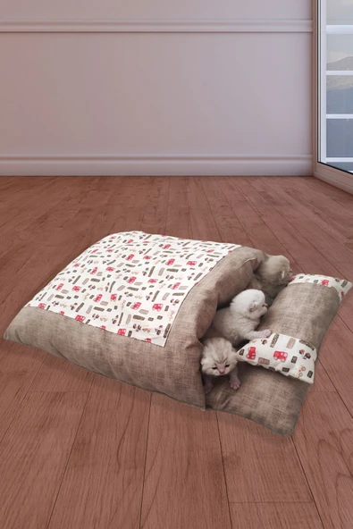 El yapımı Japon Tarzı Evcil Kedi Köpek Uyku Tulumu Yuva Tatami Yatak Yastık 65x50 cm L beden ürün görseli 1