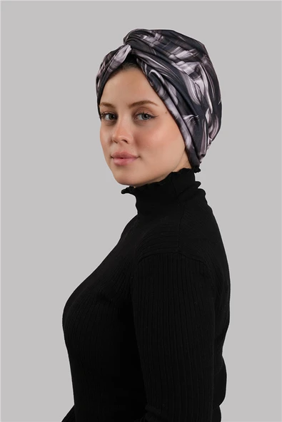 Violet Çapraz Büzgülü Tesettür Bone Sandy Desenli 2511_21 ürün görseli 1
