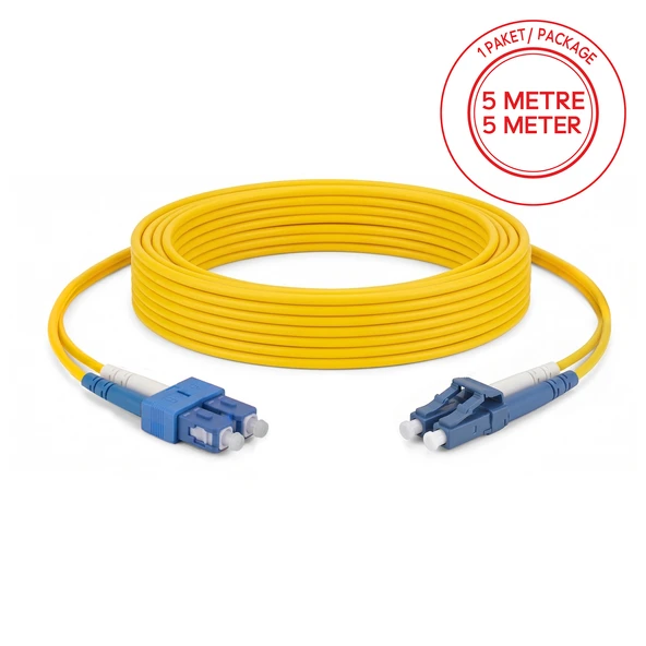 Alfafonet SC/UPC-LC/UPC Singlemode Dupleks 5 Metre Fiber Patch Cord ürün görseli 1