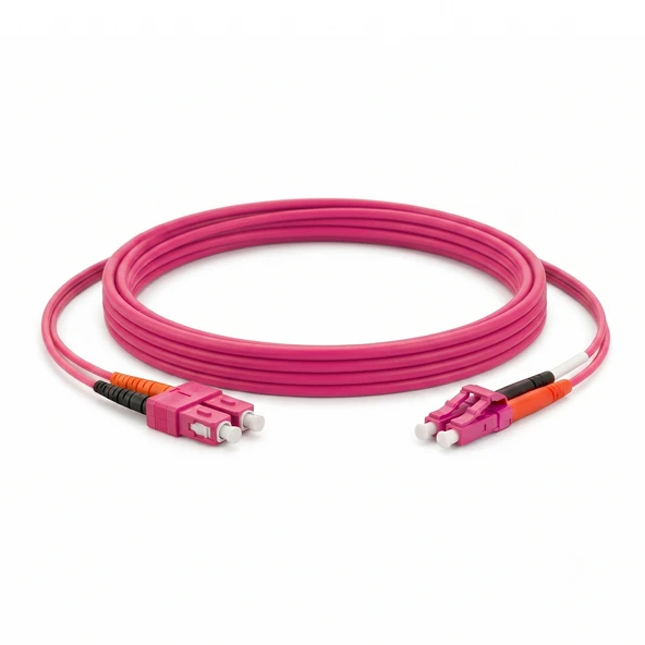 Alfafonet SC/PC-LC/PC Multimode OM4 Dupleks 3 Metre Fiber Patch Cord - Resim 2