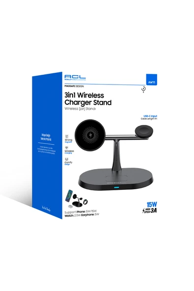 3in1 WİREKESS CHARGER STAND ( 3 modelli temassız şarj istasyonu ) ürün görseli 1