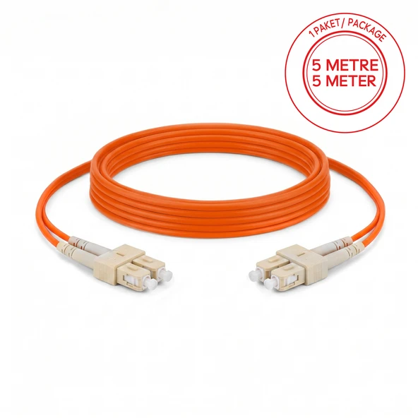 Alfafonet SC/PC-SC/PC Multimode OM2 Dupleks 5 Metre Fiber Patch Cord ürün görseli 1