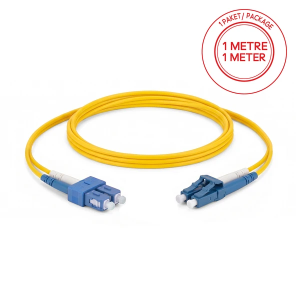 Alfafonet SC/UPC-LC/UPC Singlemode Dupleks 1 Metre Fiber Patch Cord ürün görseli 1