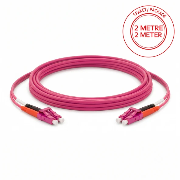 Alfafonet LC/PC-LC/PC Multimode OM4 Dupleks 2 Metre Fiber Patch Cord ürün görseli 1