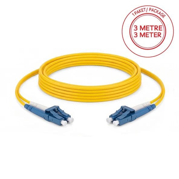 Alfafonet LC/UPC-LC/UPC Singlemode Dupleks 3 Metre Fiber Patch Cord ürün görseli 1