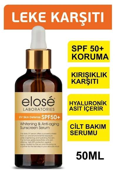 Yoğun Leke Karşıtı +50 Spf Güneş Koruma Serum Hyaluronik Asit ve Kolajen İçerikli 50ml ürün görseli 1