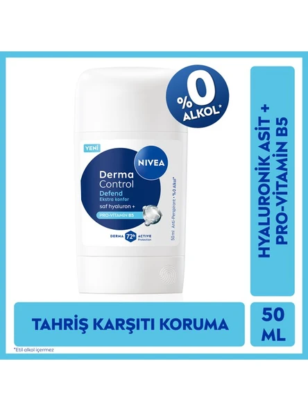 Nivea Kadın Stick Deodorant Derma Control Defend 50 Ml,72 Saat Koruma,alkolsüz,Hyaluron,Pro Vitamin ürün görseli 1