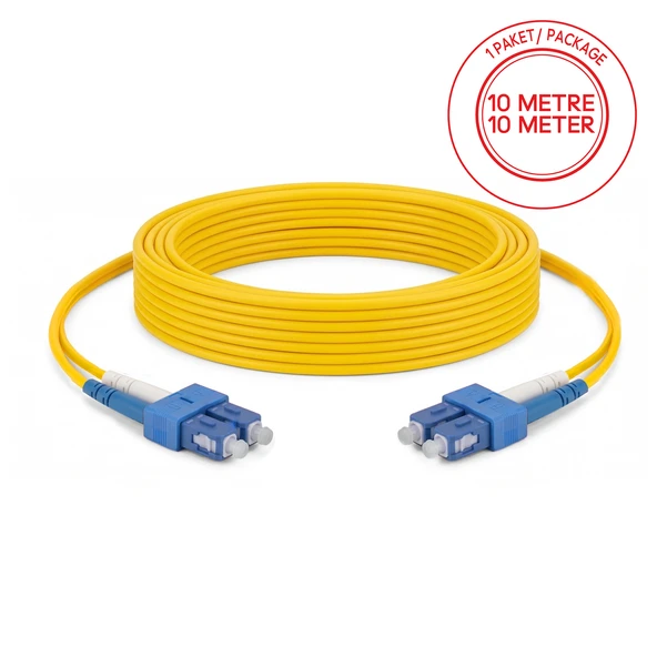 Alfafonet SC/UPC-SC/UPC Singlemode Dupleks 10 Metre Fiber Patch Cord ürün görseli 1
