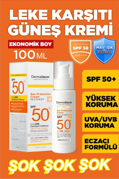 SPF 50+ Koyu Leke Karşıtı Yüz ve Vücut Güneş Kremi Yüksek Korumalı Bakım Kremi 100 gr ürün görseli 1