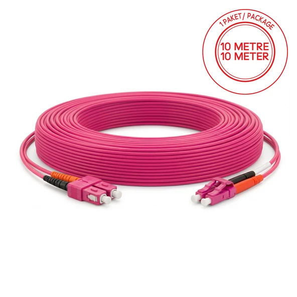 Alfafonet LC/PC-LC/PC Multimode OM4 Dupleks 10 Metre Fiber Patch Cord ürün görseli 1
