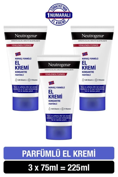 Norveç Formülü El Kremi Parfümlü 75 ml x3 ürün görseli 1