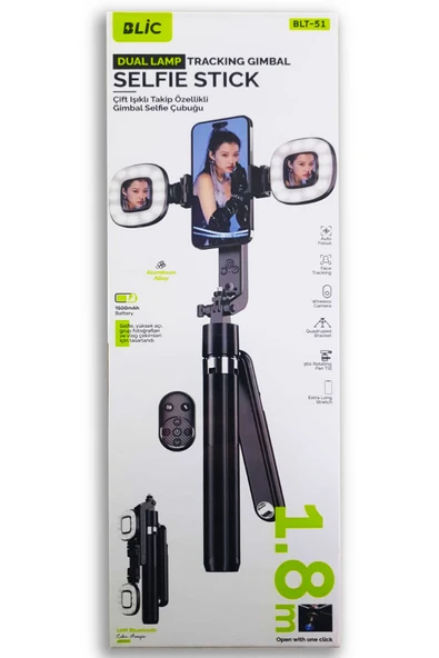 BLT-51 Takip Özellikli Gimbal Sabitleyici Çift Işıklı 180 cm Dev Tripod ürün görseli 1