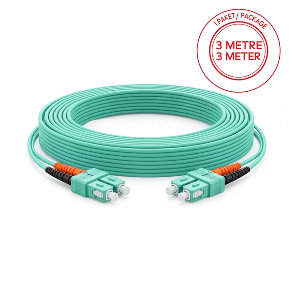 Alfafonet SC/PC-SC/PC Multimode OM3 Dupleks 3 Metre Fiber Patch Cord ürün görseli 1
