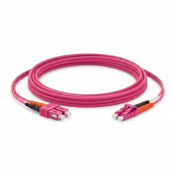 Alfafonet SC/PC-LC/PC Multimode OM4 Dupleks 2 Metre Fiber Patch Cord - Resim 2