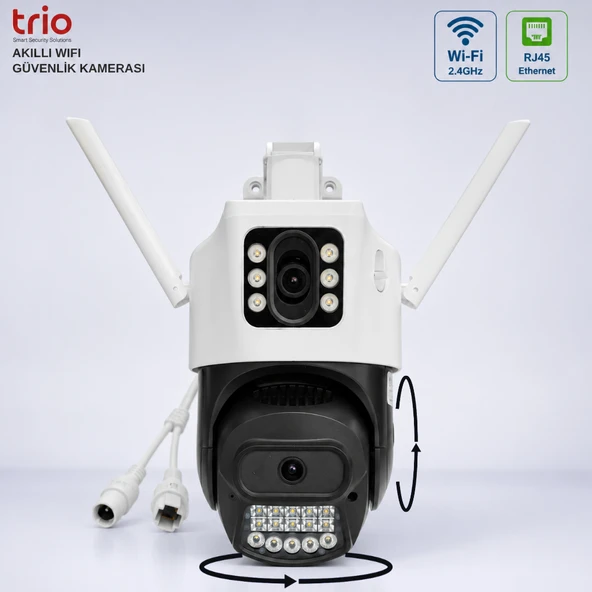 Trio TR-WX239 Çift Kameralı WiFi Güvenlik Kamerası Zoom Lensli PTZ Takipli IP66 12V Adaptör Dahil ürün görseli 1