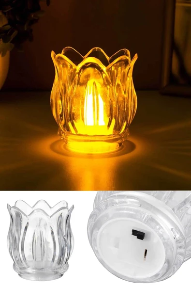 Dekoratif Pilli Gün Işığı Led Lale Mum 7 cm x 3 Adet ürün görseli 1