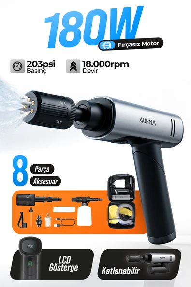 ACR-09 180W Fırçasız Şarjlı Basınçlı Yıkama Makinesi – Katlanabilir Kablosuz Oto Yıkama Tabanc ürün görseli 1