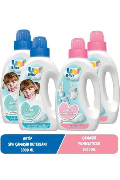 Sıvı Çamaşır Deterjanı 1500ml Aktif+yumuşatıcı 1500ml Hassas/hipoalerjenik Karma (4 Lü Set) ürün görseli 1