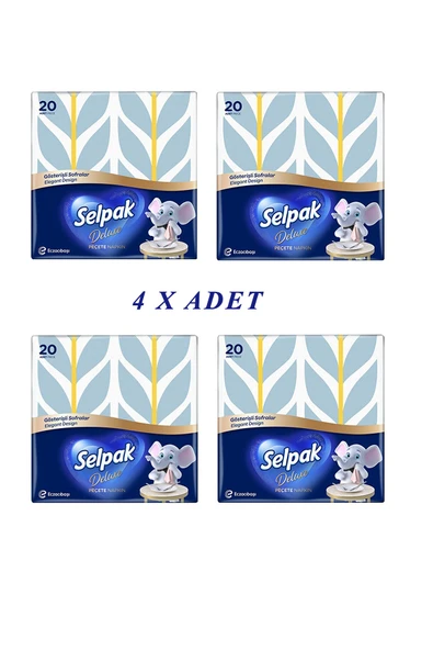 Deluxe Peçete 20'li- 4'lü Paket- Mavi-mavidesenli ürün görseli 1
