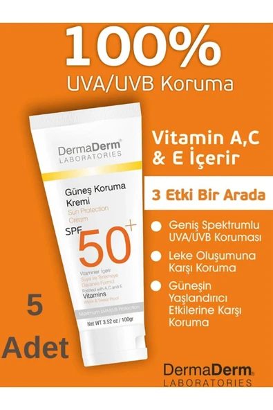 5 Adet Bitkisel Güneş Kremi Spf +50 100 Gr - Resim 2