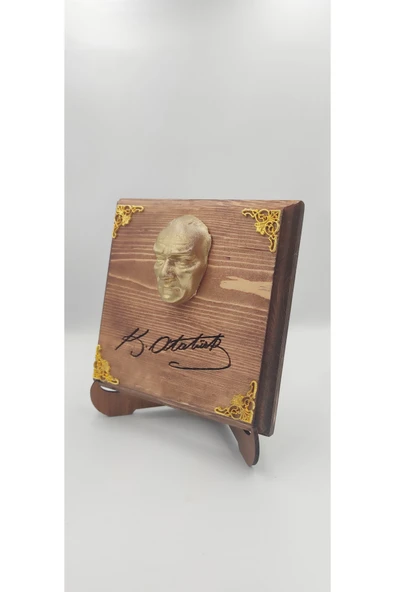 Ulu Önder Mustafa Kemal Atatürk Mini Büst Masa Üstü Ahşap Taban ürün görseli 1