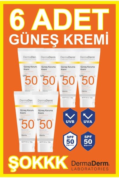 Güneş Kremi Spf 50 | Yüksek Uva/uvb Koruma | Yeni Üretim 100 gr 6 Adet ürün görseli 1