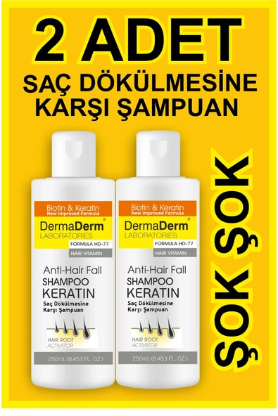 2 ADET Saç Dökülmesine Karşı Biotin ve Keratin Şampuanı 250ml ürün görseli 1