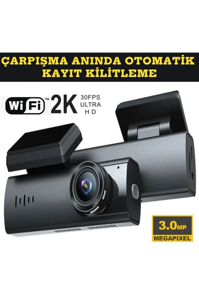 2K 3MP WİFİ  Araç içi Akıllı Kamera , G-sensör DVR+Wİ-Fİ 1920/1080P ürün görseli 1