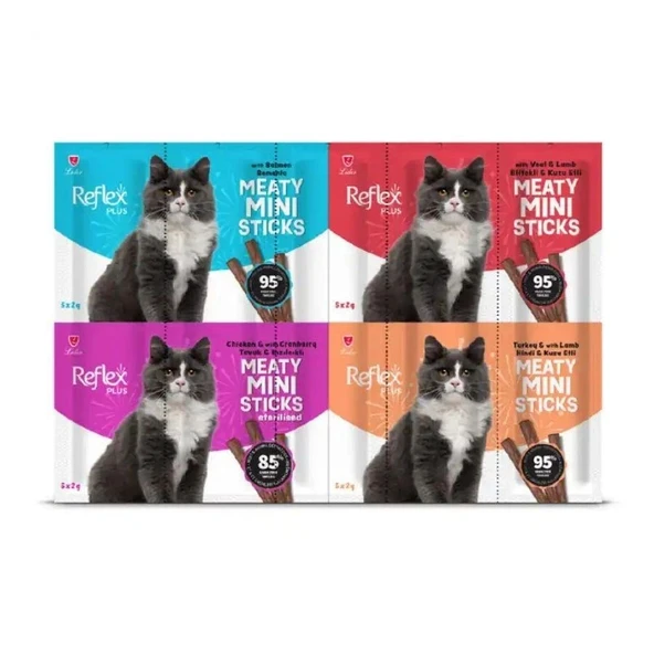 Reflex Plus Mini Mix Somonlu Kuzu Etli Biftekli Kisir Tavuk Kedi Ödülleri 20 x 2 Gr ürün görseli 1