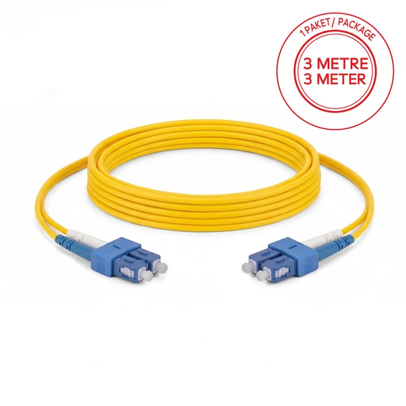 Alfafonet SC/UPC-SC/UPC Singlemode Dupleks 3 Metre Fiber Patch Cord ürün görseli 1