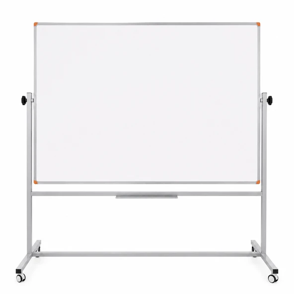 Emaye Yüzey 360° Dönerli Mobil Yazı Tahtası 120x140cm Beyaz ürün görseli 1