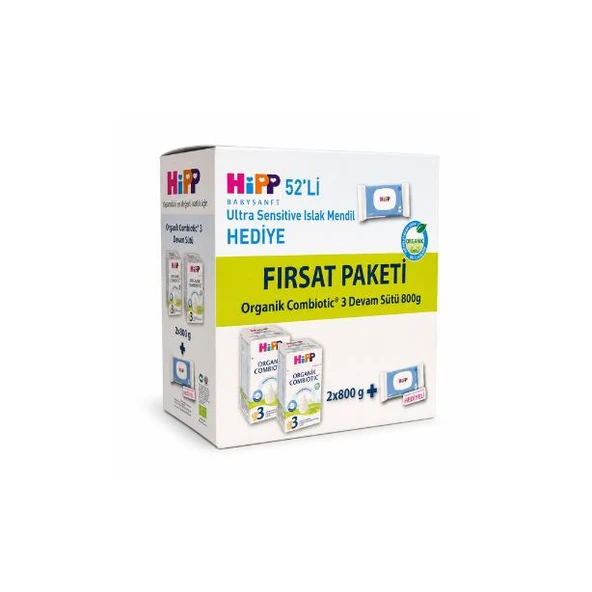 Hipp Organik Combiotic Devam Sütü 3 2x800 gr (Islak Mendil Hediye ) ürün görseli 1