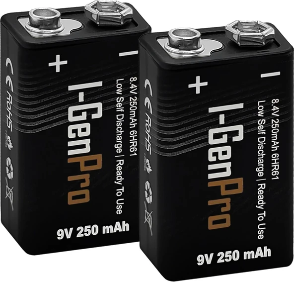 I-Gen 9 Volt 250 mAh Ni-MH Şarjlı Pil 2'li Paket ürün görseli 1
