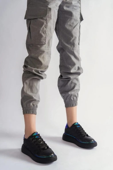 Kadın Siyah Sneaker Spor Ayakkabı ürün görseli 1