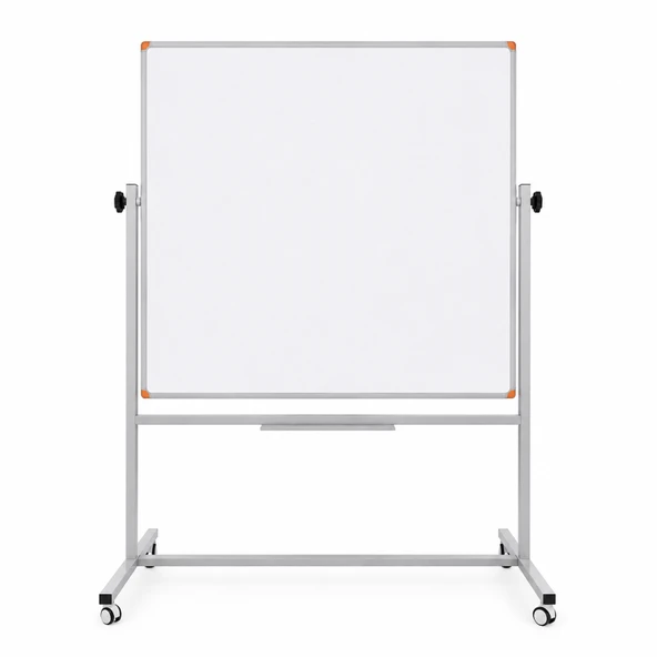 Emaye Yüzey 360° Dönerli Mobil Yazı Tahtası 120x120cm Beyaz ürün görseli 1