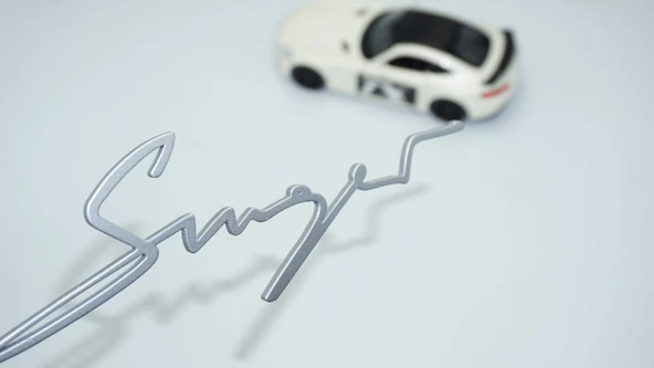 DK Tuning Porsche 911 Singer Bagaj Metalik Gri ABS Yazı Logo Amblem ürün görseli 1
