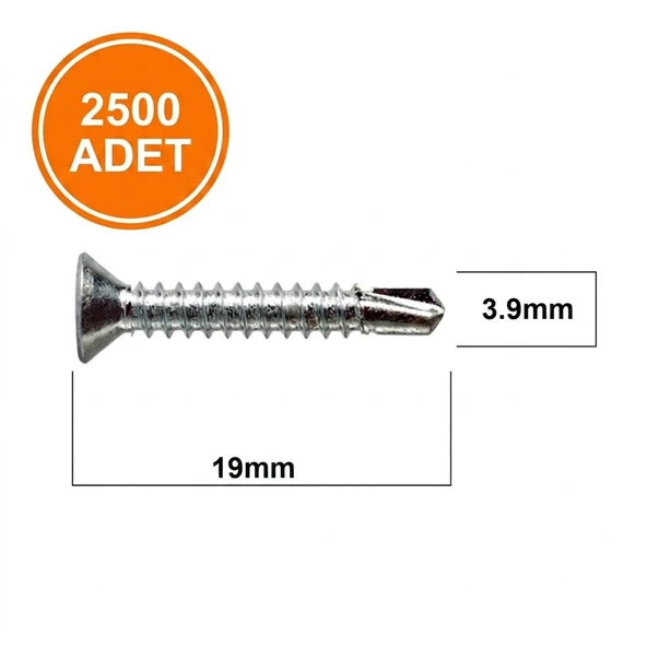 STD 3.9X19 YHB MATKAP UÇLU VİDA MS AKILLI VİDA (1 PAKET-2500 ADET) ürün görseli 1