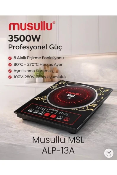 Musullu Çelik Tabanlı 3500W İndiksiyon Ocak Alp-13A(Her Trencereye Uyumlu) ürün görseli 1