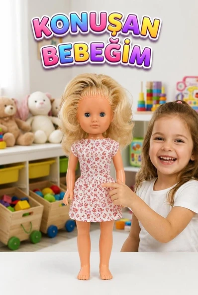 Alya Türkçe Konuşan Etkileşimli Eğitici Oyuncak Bebek – 40 cm Kafası ve Kolları Et Bebek ürün görseli 1