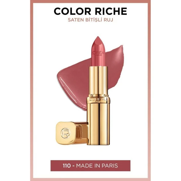 L'Oréal Paris Color Riche Saten Bitişli Ruj 110 Made in Paris - Nude ürün görseli 1