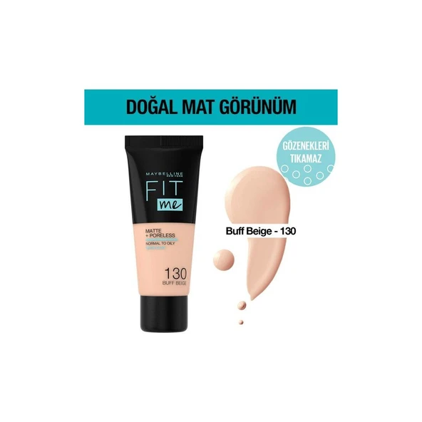 Maybelline New York Fit Me Matte+Poreless Fondöten - 130 Buff Beige ürün görseli 1