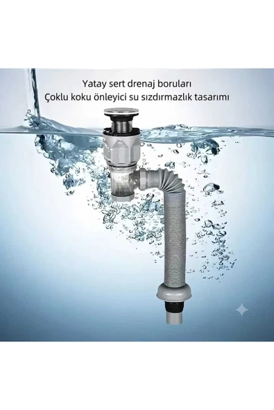 ERD TEKNOLOJİM Mutfak ve Banyo İçin Koku Önleyici Yeni Nesil Körüklü Lavabo Sifonu Altı Hortumu Evye Takımı Bas Çek Özellikli ürün görseli 1