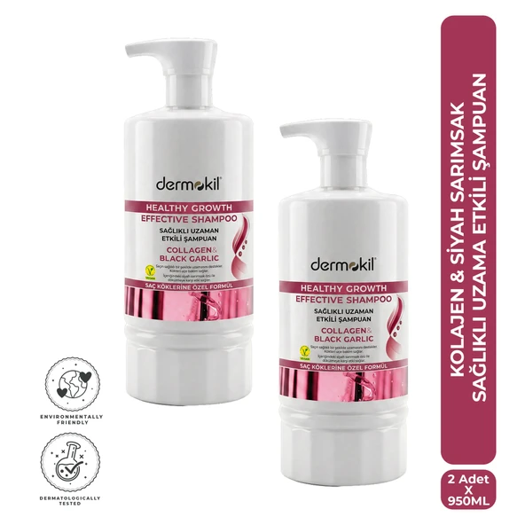 Dermokil Kolajen & Siyah Sarımsak Sağlıklı Uzama Etkili Şampuan 950 ml x 2 Adet ürün görseli 1