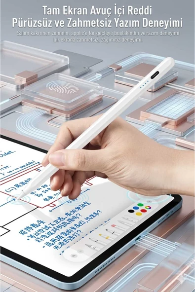 ERD TEKNOLOJİM iPad Uyumlu Dokunmatik Kalem Avuç İçi Algılamayan Type-C Manyetik Stylus Palm Rejection 2 Yedek Uç ürün görseli 1